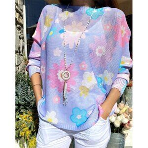 NWT 🌸 Look Mode Italian Floral Mesh Sweater – Lilac